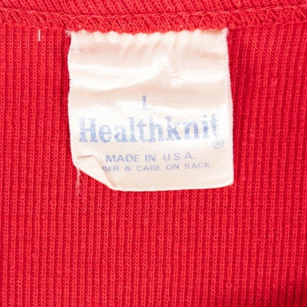 Triumph Henley Ribbed Motorcycle‎ Jersey Denver USA Made L Red Vintage 80s Isles